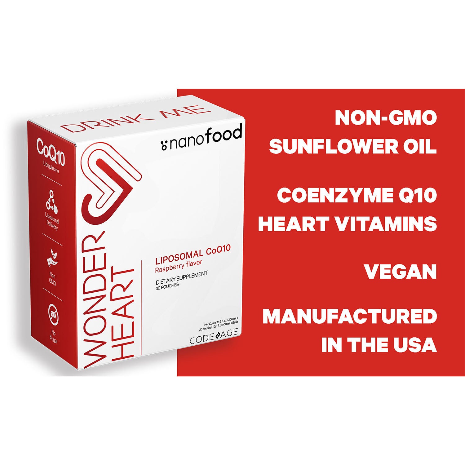 Nanofood Wonder Heart - Liposomal CoQ10 Liquid Supplement - 0.3 oz. (30 Servings)
